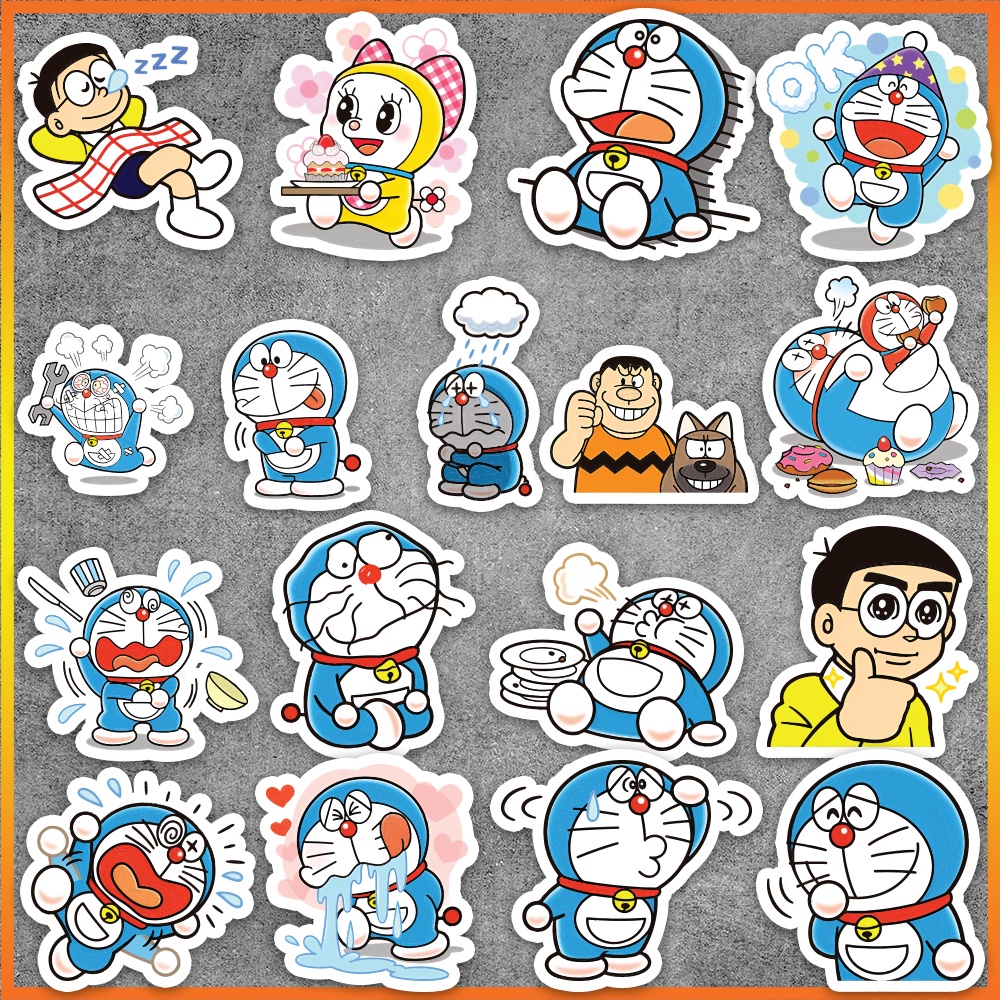 Set 50 cái Sticker Doraemon chống nước, Hình dán Doraemon cute, Sticker nobita dán vali, điện thoại, mũ bảo hiểm