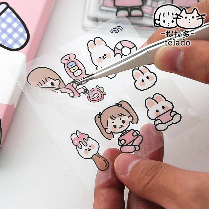 ⭐ iLado ⭐【10PCS】PET telado Không Thấm Nước Nhãn Hình Dán Cute Sticker Dễ Thương Sticker Trang Trí Sổ Hình Dán Sticker Nhãn Dán Sổ Chiết Lưu Trữ Trang Trí Sổ Dán Sổ Lưu Trữ Sticker Hiểm Bộ Sticker Tập Vở Sổ