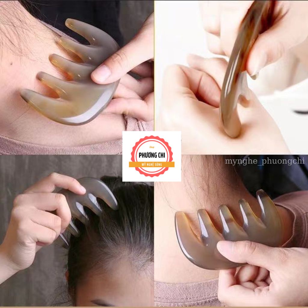 Lược sừng răng thưa 5 răng dùng massage ấn huyệt chải êm, lược chải tóc gỡ rối massage đầu | Mỹ nghệ phương chi