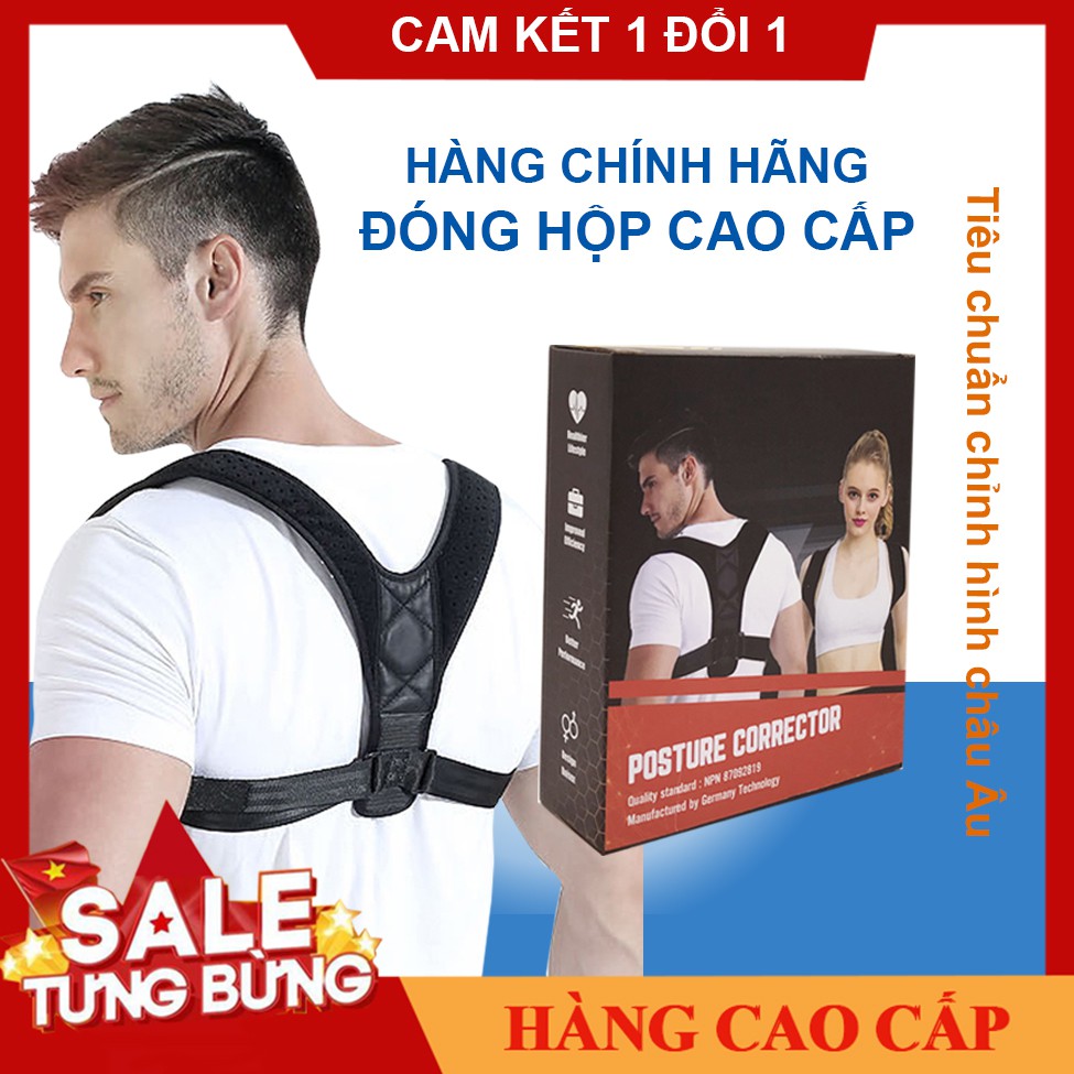 [BÁN CHẠY] Đai Chống Gù Lưng Tiêu Chuẩn Đức Posture Corrector. Đóng Hộp Có Bảo Hành - Bảng Size Cụ Thể Trong Ảnh.