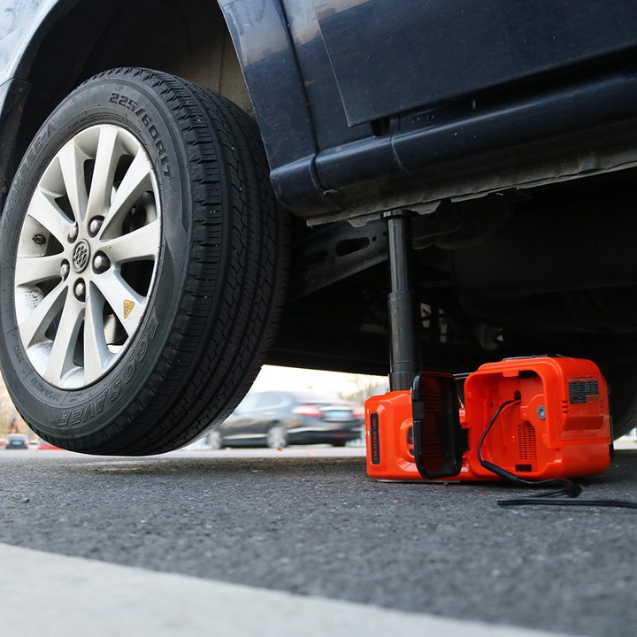 Bộ cứu hộ lốp xe 3-in-1 gồm kích nâng ô tô tích hợp bơm lốp và máy vặn ốc (Dùng điện 12V)