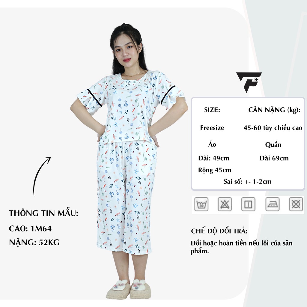 Đồ bộ mặc nhà pijama tiểu thư họa tiết dễ thương mềm mịn FPLUS 300 | BigBuy360 - bigbuy360.vn