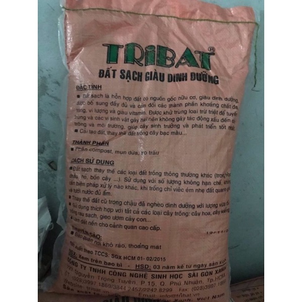 Đất sạch  Tribat giàu dinh dưỡng bao 20dm3