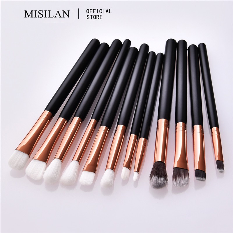 Set 12 cọ trang điểm BEAUTY GLAZED chất liệu gỗ chuyên nghiệp tiện dụng để tán kem nền/phấn mắt/kẻ mày