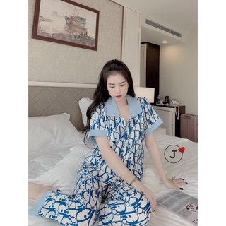 Đồ Ngủ Nữ Pyjama Thiết Kế Lụa Mango Ngắn Tay [FreeShip]