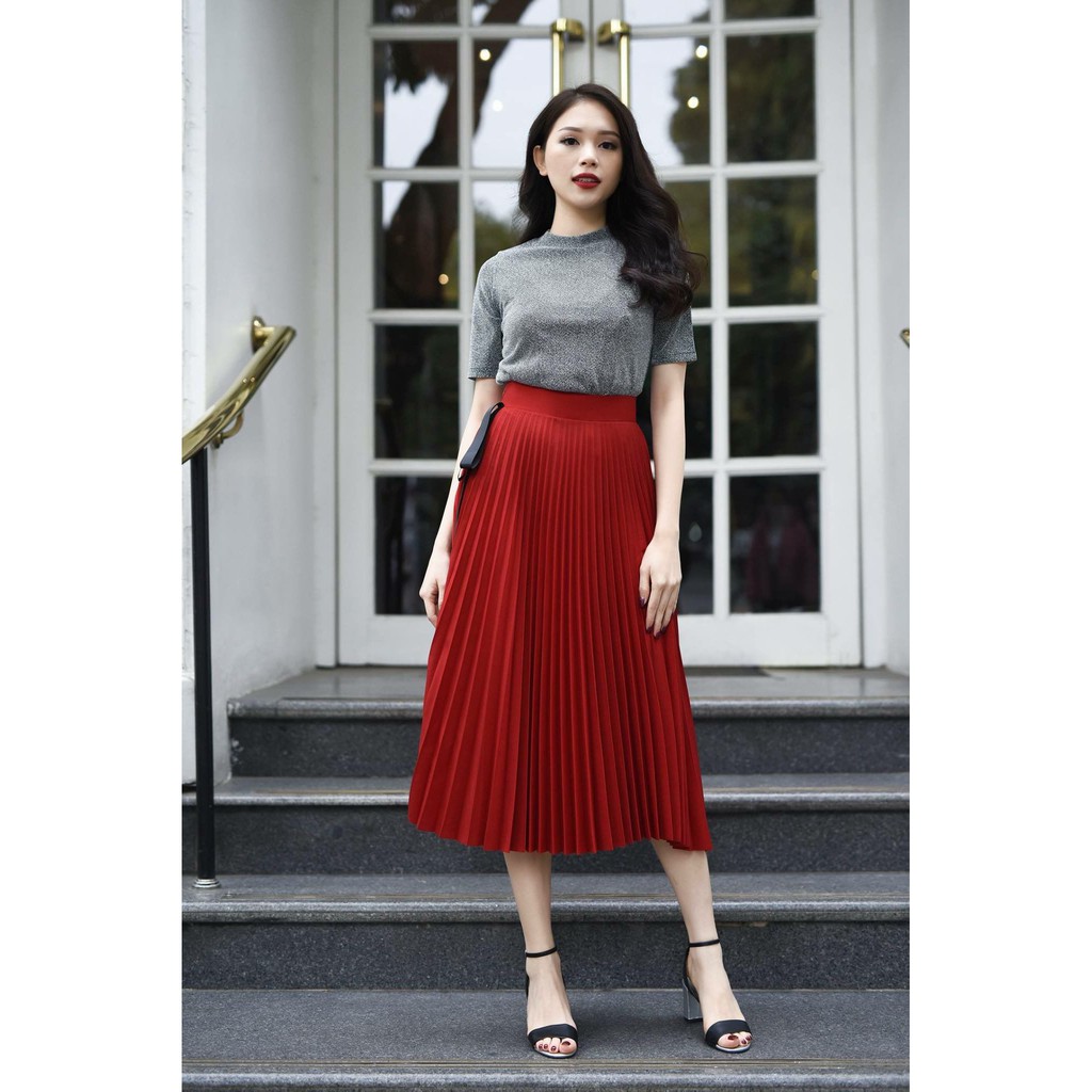 JOVEN-Chân váy dập ly đỏ | BigBuy360 - bigbuy360.vn