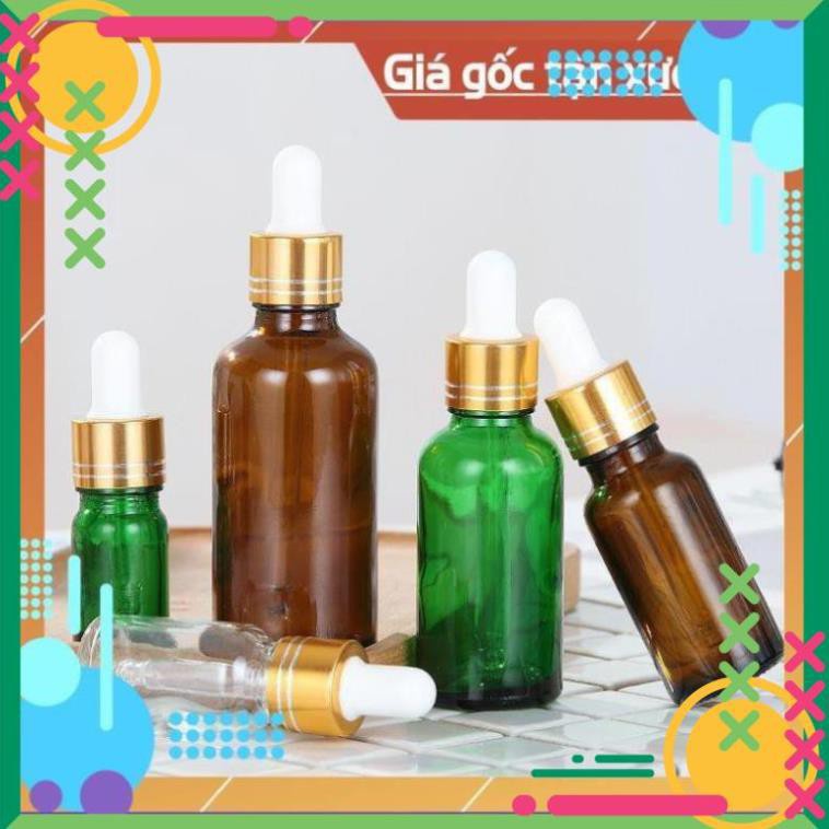 Lọ Chiết Serum ❤ RẺ VÔ ĐỊCH ❤ [50ml] Chai lọ tinh dầu thủy tinh nắp bóp giọt Khoen vàng chiết serum , phụ kiện du lịch