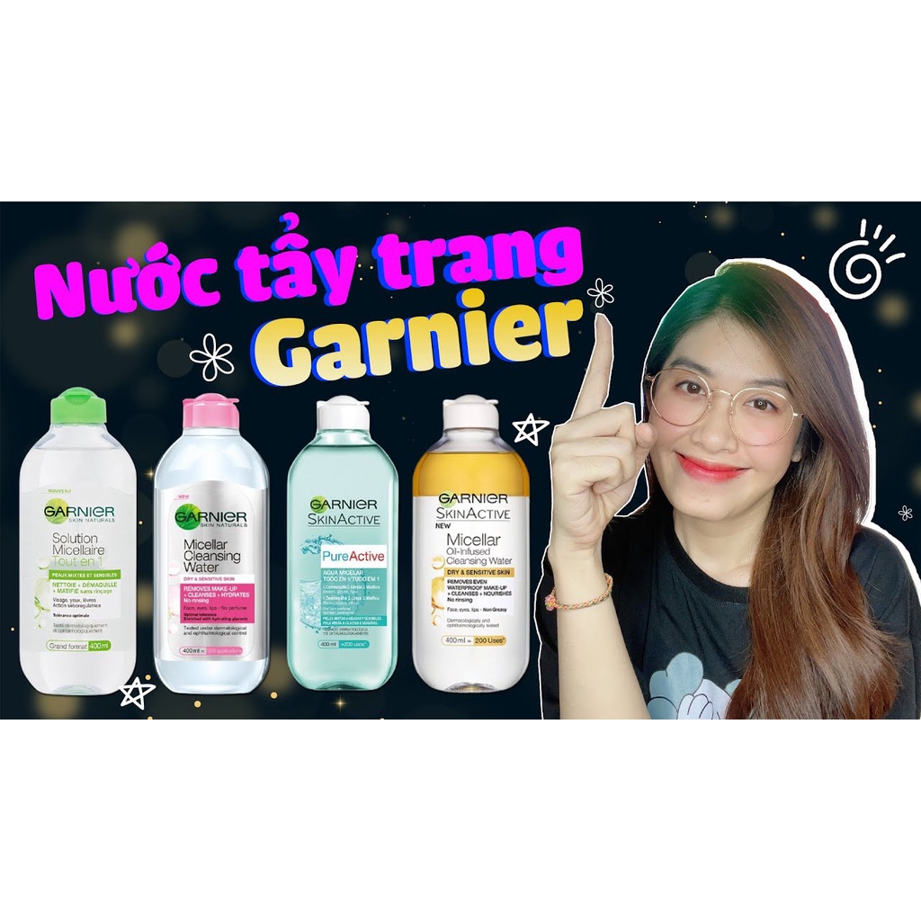 Nước làm sạch và tẩy trang cho mọi loại da Garnier Micellar Water 400ml