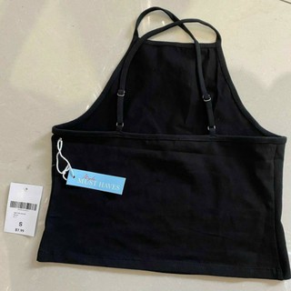 Áo yếm crop top đen day chéo