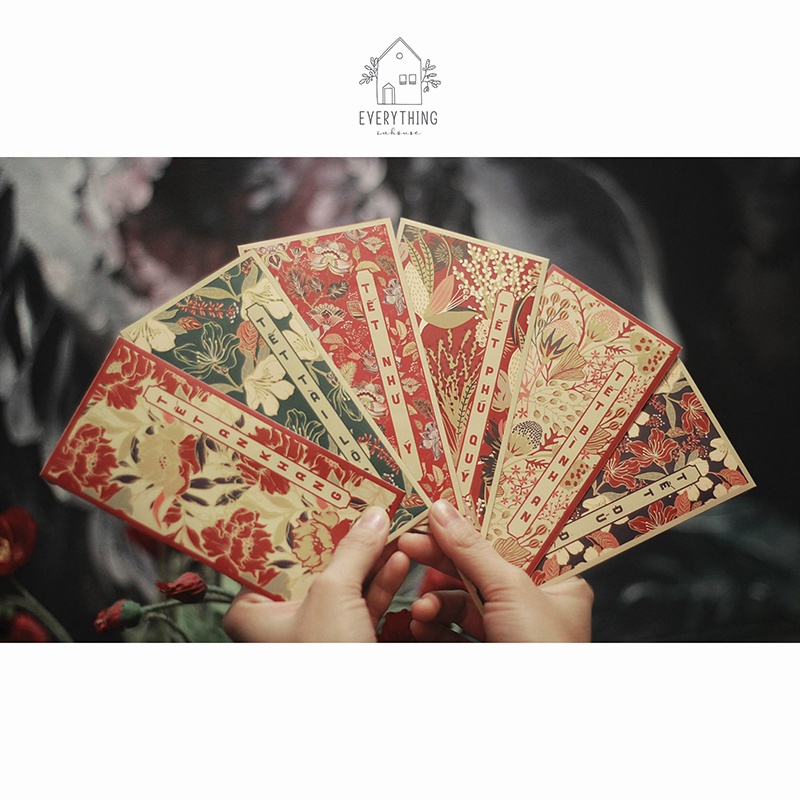 Bao lì xì Tết 2023 bộ hoa lá bốn mùa sang trọng