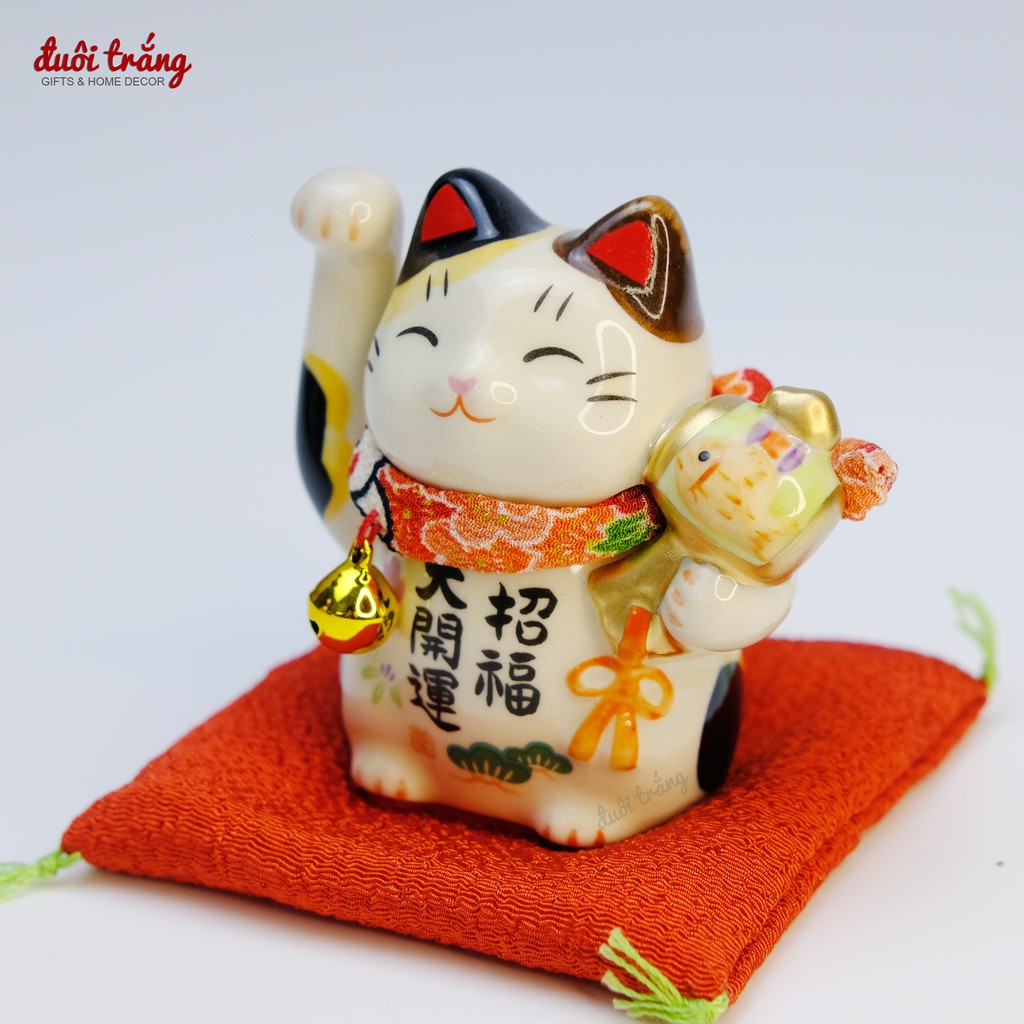 Mèo Thần tài "Đại Khai Vận Chiêu Phúc 7cm cầm búa cá KOI - 7459 - Hãng Yakushigama Nhật Bản