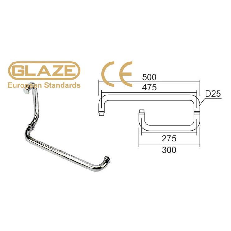 Tay nắm phòng tắm chữ L phi 25x300x500mm | BigBuy360 - bigbuy360.vn