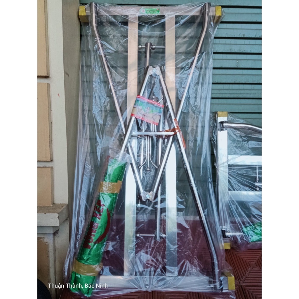 Võng xếp inox khung vuông kèm lưới chính hãng chịu tải 300kg bảo hành 1 năm