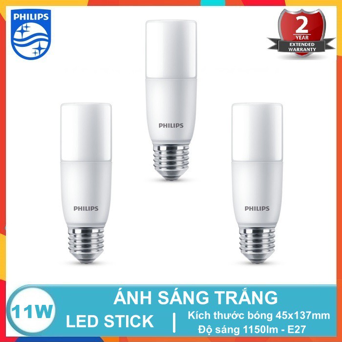 BỘ 3 - BÓNG ĐÈN LED DLStick 11W PHILIPS ( CHỐNG CÔN TRÙNG XÂM NHẬP–THAY THẾ BÓNG COMPACT TRONG CÁC BỘ ĐÈN ÂM TRẦN NHỎ)