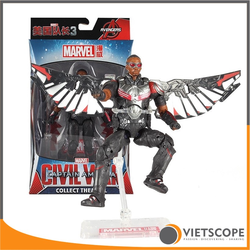 Mô hình siêu anh hùng Falcon - Sam Wilson trong phim Civil War của Marvel - Có đế trưng bày