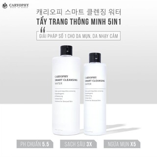Nước tẩy trang 5in1 tẩy sạch mọi bụi bẩn, ngăn ngừa mụn & tẩy da chết dịu nhẹ Caryophy Smart Cleansing Water 500ml