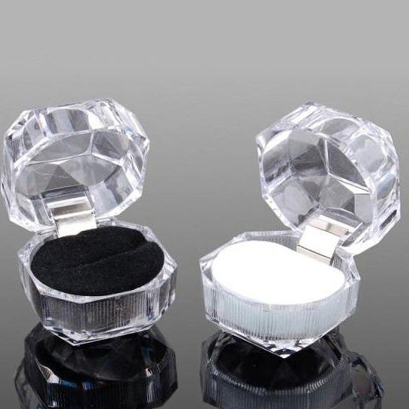 Hộp Đựng Nhẫn Hình Bát Giác Bằng Nhựa Trong Suốt