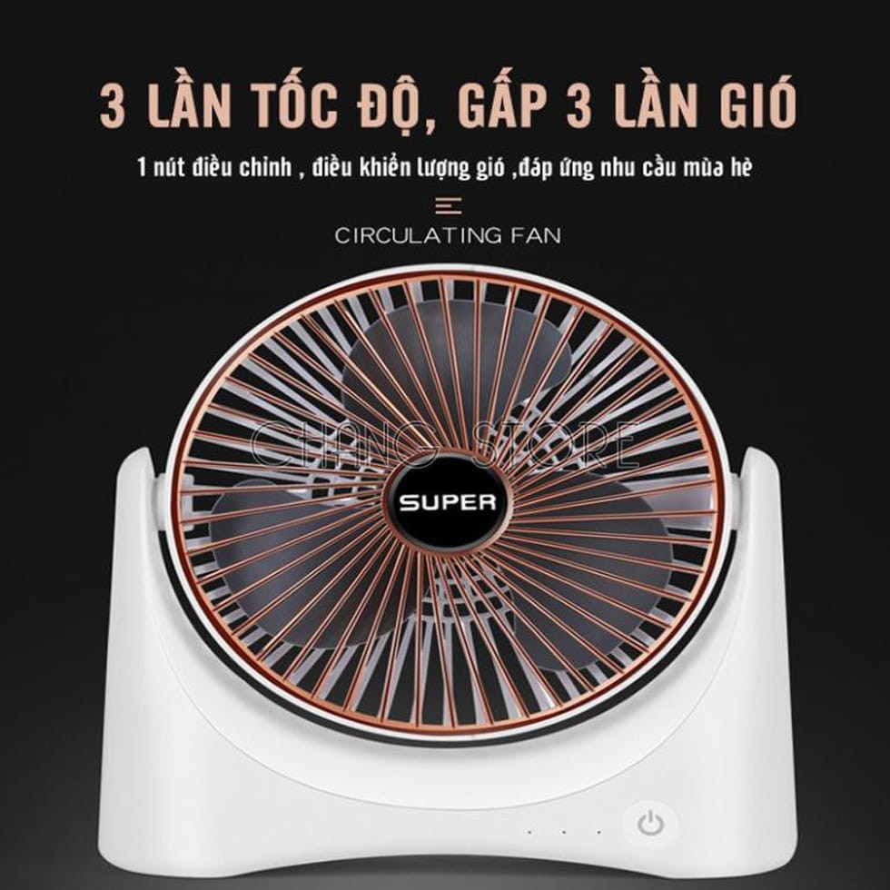 Quạt Tích Điện Super Fan, Quạt Để Bàn Mini 3 Chế Độ Mát Nhỏ GọnTiện Lợi Khi Mang Theo