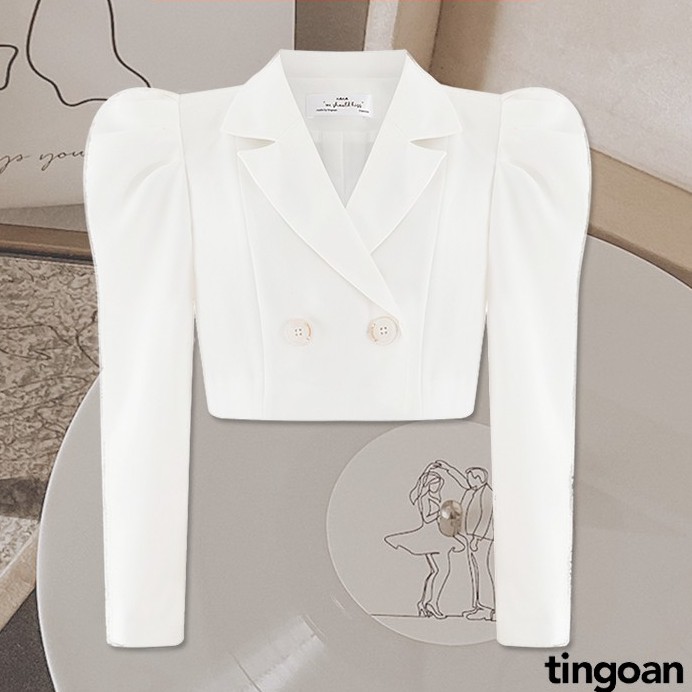 TINGOAN® - Áo vest crop vai bồng trắng SOFT GLAM VEST/WH