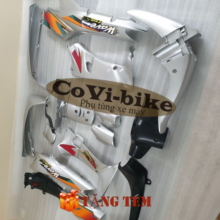 Bộ dàn áo màu Bạc gắn xe Wave ZX - Anpha - 110 đời 1997 đến 2006  Cụm pha đèn trước xe Wave nhỏ - SPB-DBWave