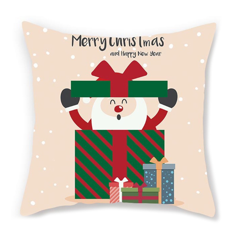 Vỏ Gối Vuông Họa Tiết Giáng Sinh Trang Trí Nội Thất Ốp