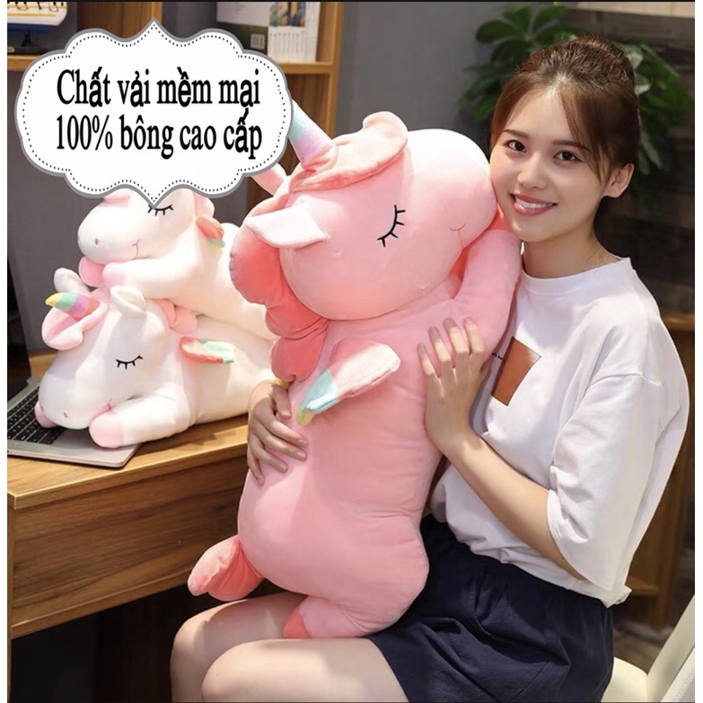 Gối ôm gấu bông kỳ lân size 60cm, 80cm hàng cao cấp