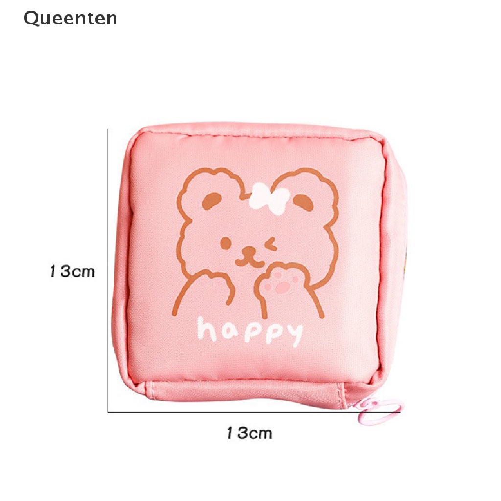 Queenten Túi Đựng Mỹ Phẩm Son Môi Chìa Khóa Tai Nghe Bằng Vải Bông Nhỏ Gọn Dễ Thương