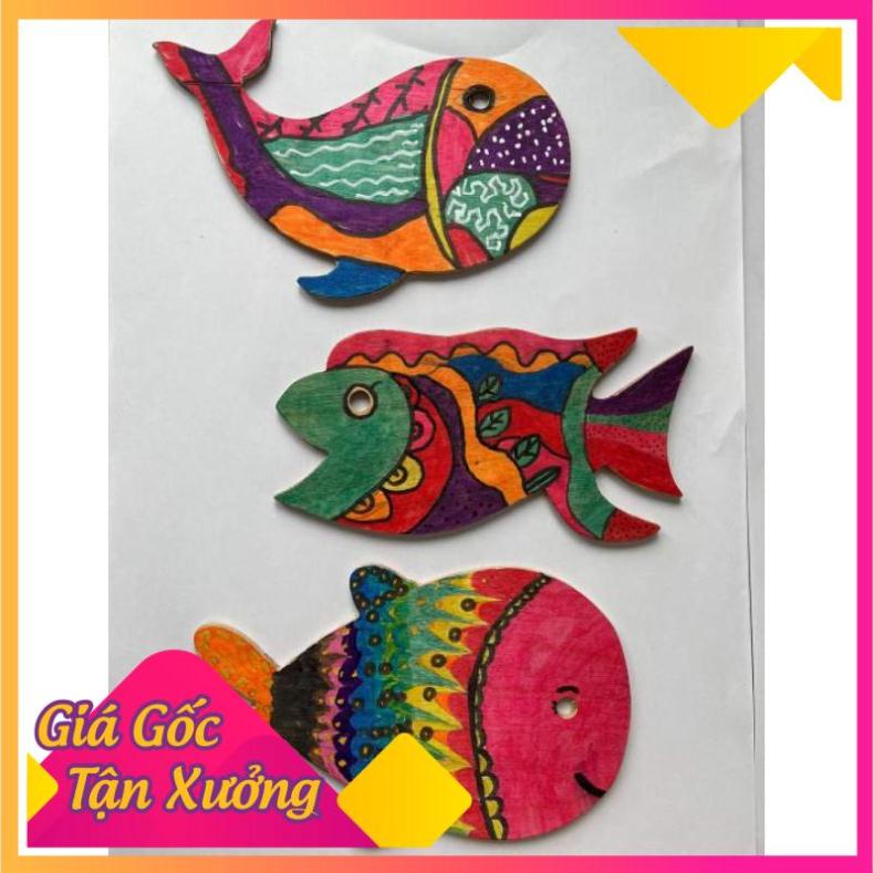 Bộ 10 cá gỗ mộc 20cm cho bé tô màu sáng tạo - MỘC XINH