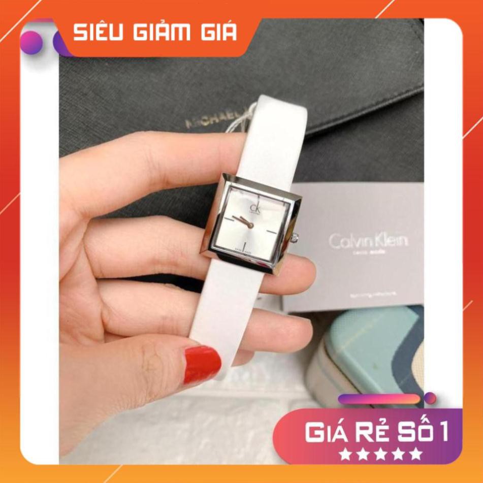 [New 2021] Đồng hồ nữ Calvin Klein K3R231L6 dây trắng, mặt vuông Full Box ⚜️Hàng Authentic⚜️