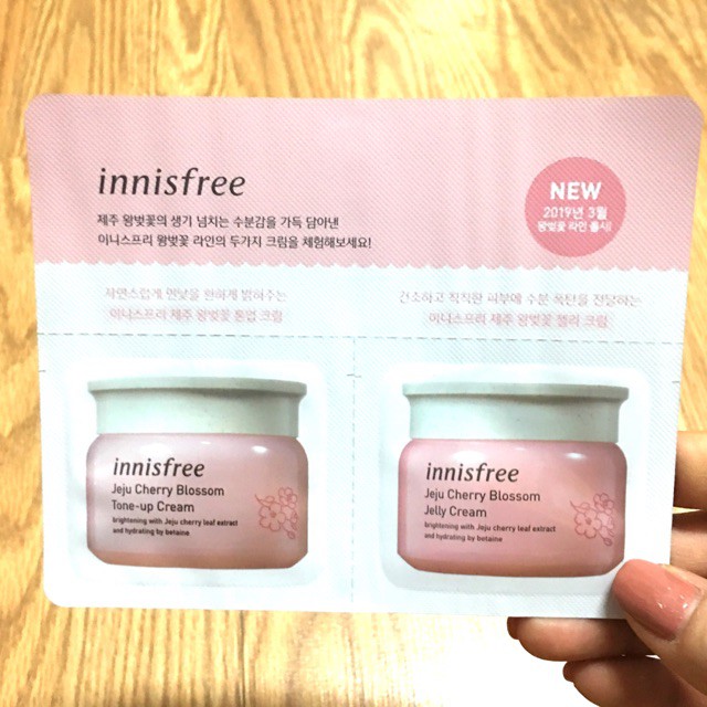 Sample Kit 2 Gói Kem Cấp Ẩm, Dưỡng Trắng Da Innisfree Jeju Cherry Blossom Tone-Up & Jelly Cream | BigBuy360 - bigbuy360.vn