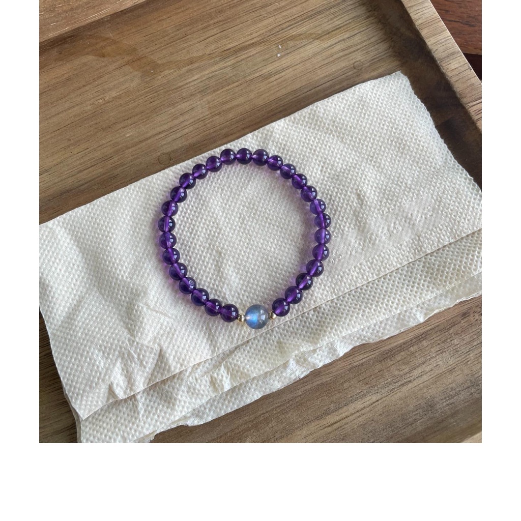 [Hàng Mới] Vòng Tay Chuỗi Hạt Đá Mặt Trăng Màu Xám Thiết Kế Chính Hãng Dành Cho Nữ