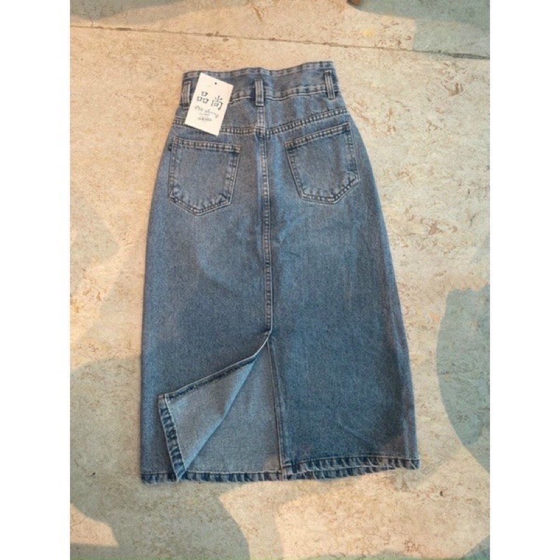 Chân váy bò 2 khuy xẻ sau hot trend #952