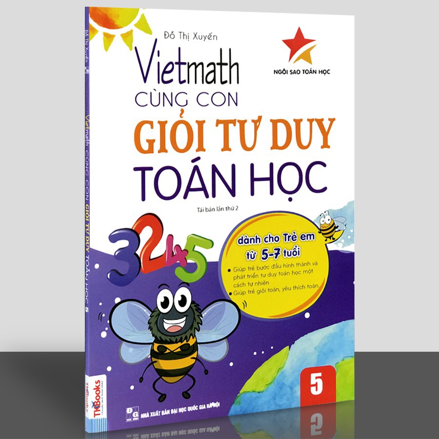 Sách - Combo Vietmath – Cùng Con Giỏi Tư Duy Toán Học (Tập 1 +2 +3 +4 +5) + tặng cuốn gấu bảng chữ cái  tiếng anh