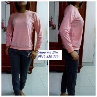 Bộ nỉ da cá chấm bi Uniqlo