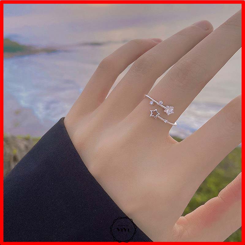 Nhẫn bạc Ý đơn giản, dễ thương ngôi sao đôi Doustar – Nhẫn nữ nhẫn bạc cao cấp ViVi_Gift
