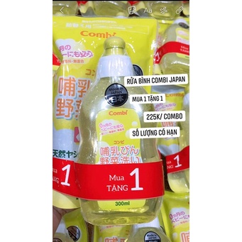 Set KM nước rửa bình Combi chai 300ml tặng túi 250ml