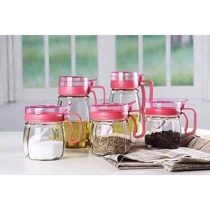 BỘ GIA VỊ THỦY TINH 5 MÓN CÓ TAY CẦM