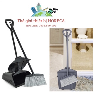 BỘ KY HỐT RÁC CÓ NẮP ĐẬY + CHỔI NHỰA QUÉT RÁC (2 màu xám, đen)