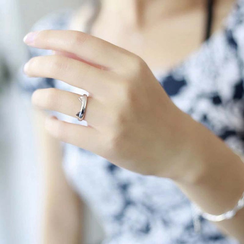 Nhẫn dáng hở Mihan1 hình tai mèo màu bạc dễ thương
