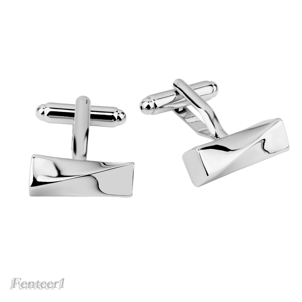 1 Pair Mens Groom Shirt Twist Cufflinks Cuff Links Wedding Jewelry Silver