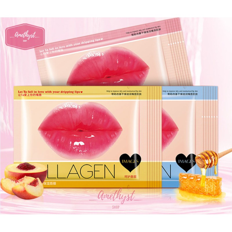 LẺ 1 Miếng Mặt Nạ Môi Images Collagen Lips Moist Mask