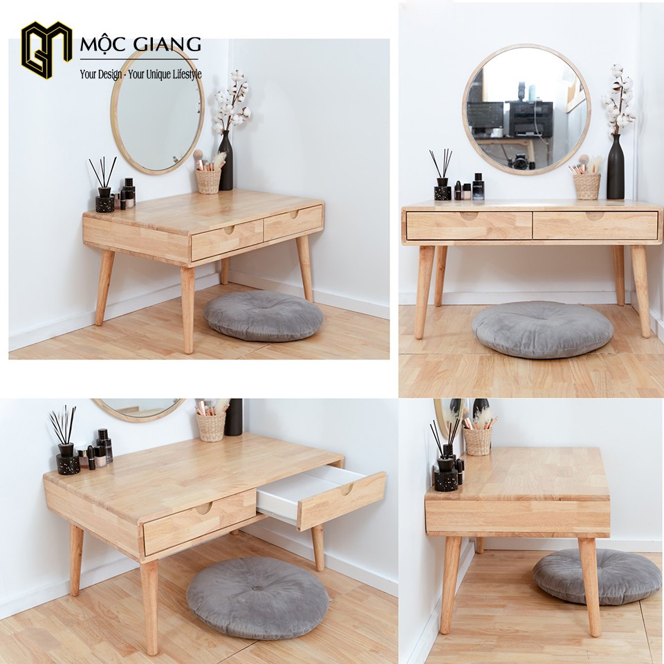 Bàn Trang Điểm Ngồi Bệt - Chất Liệu Gỗ Cao Su Tự Nhiên - Thiết Kế Hiện Đại