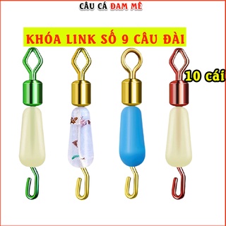 Khóa link câu đài, khóa link số 9 phụ kiện câu cá chống xoắn 10 cái
