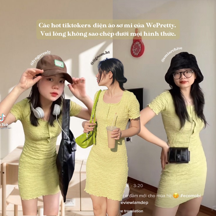 Váy suông body tôn dáng màu xanh bơ chất liệu thun xốp mềm mịn mặc đi biển Wepretty clothes | BigBuy360 - bigbuy360.vn