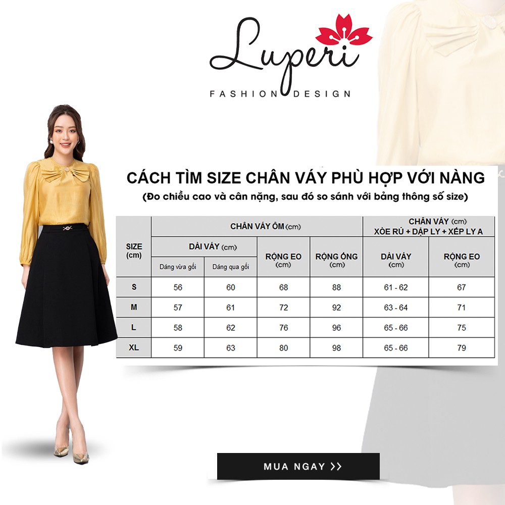 Chân Váy Dáng A Đính Cúc Bọc LUPERI LFCV5109 Chất Vải Co Giãn Mát | BigBuy360 - bigbuy360.vn