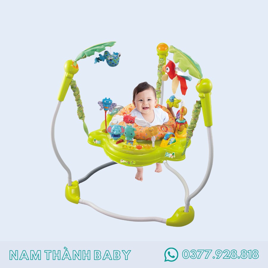 Ghế Nhún Tập Đứng Màu Xanh Lá Có Đèn Nhạc IBaby - Hàng Chính Hãng