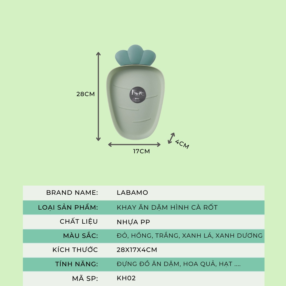 Khay đĩa đựng thức thực phẩm cho bé ăn dặm ngộ nghĩnh đáng yêu hình cà rốt, dâu tây LABAMO