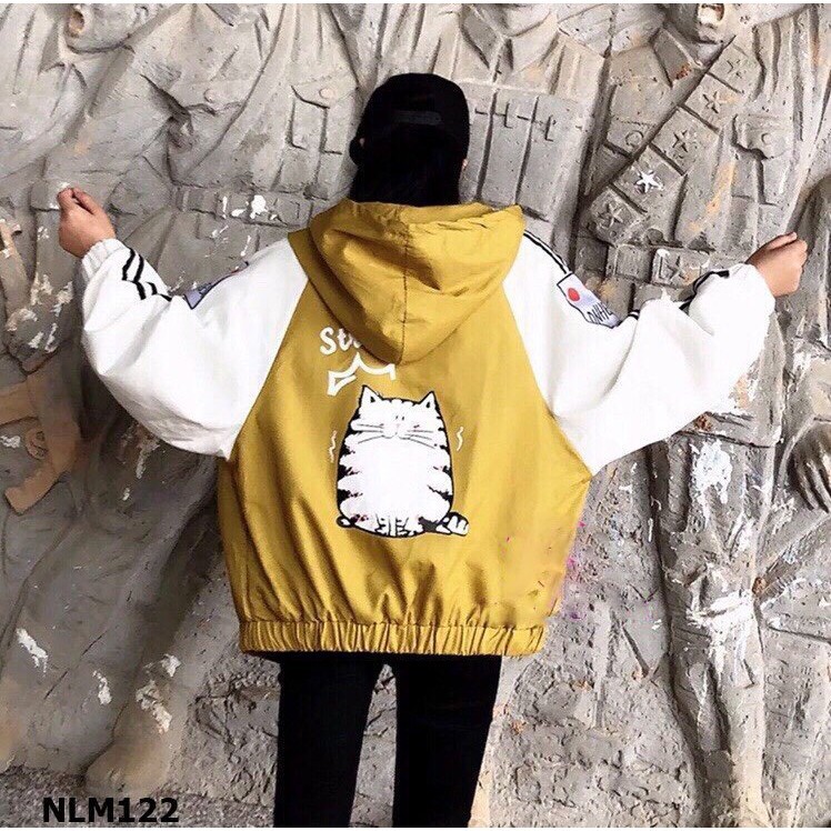 [S03] Áo khoác nữ dù 2 lớp có nón in hình mèo hàng đẹp - M052 | BigBuy360 - bigbuy360.vn