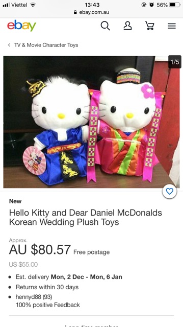 Set cặp đôi gấu bông Hello Kitty & Dear Daniel đám cưới các nước