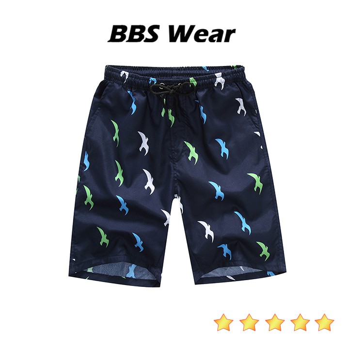 Quần Đi Biển Chất Dù Siêu Đẹp BBS WEAR Nhanh Khô, Quần short bơi nam nhanh khô mùa Hè (Chim hải âu)